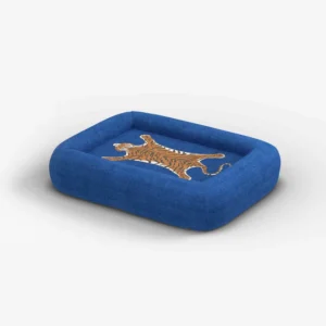 Tiger Blue Woven Bolster Pet Bed